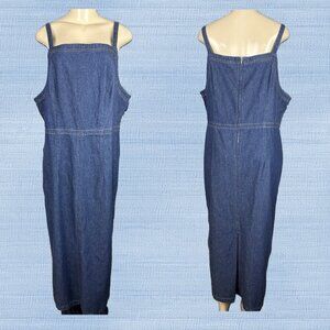 Avenue Blues 16 Vintage Denim Blue Zip Back Cotton Sleeveless Jumper Maxi Dress